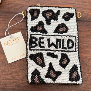 Kay Lee Beaded 'Be Wild' Clutch or Cell Phone Crossbody Bag NWT
